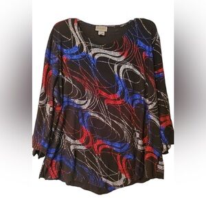 VINTAGE 2 PIECE SET PLUS SIZE KELLY LYNN Sparkly Black Red Blue Size 1X 4th July